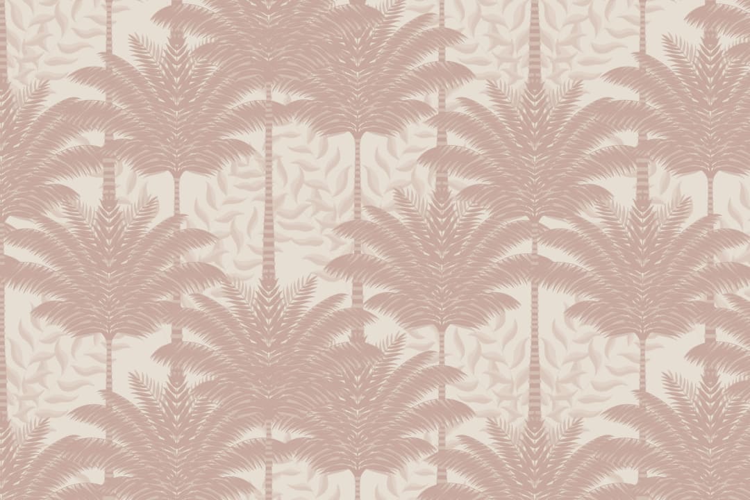 Pink Art Deco Palm Trees Wallpaper Mural