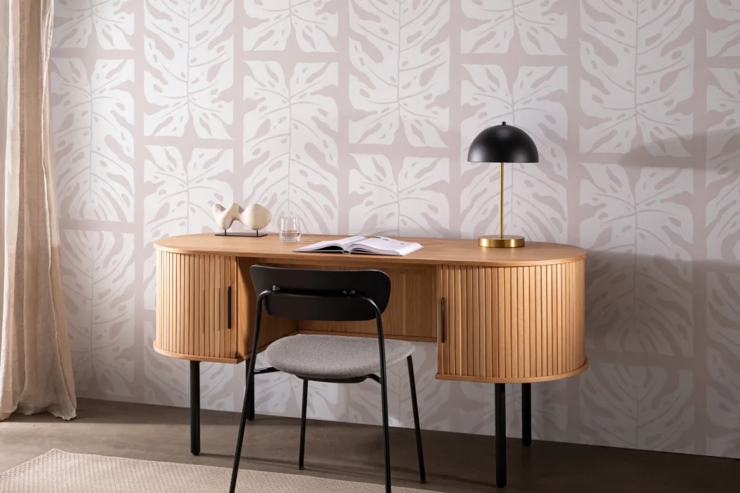 Beige Repeat Tiled Monstera Leaf Wallpaper Mural