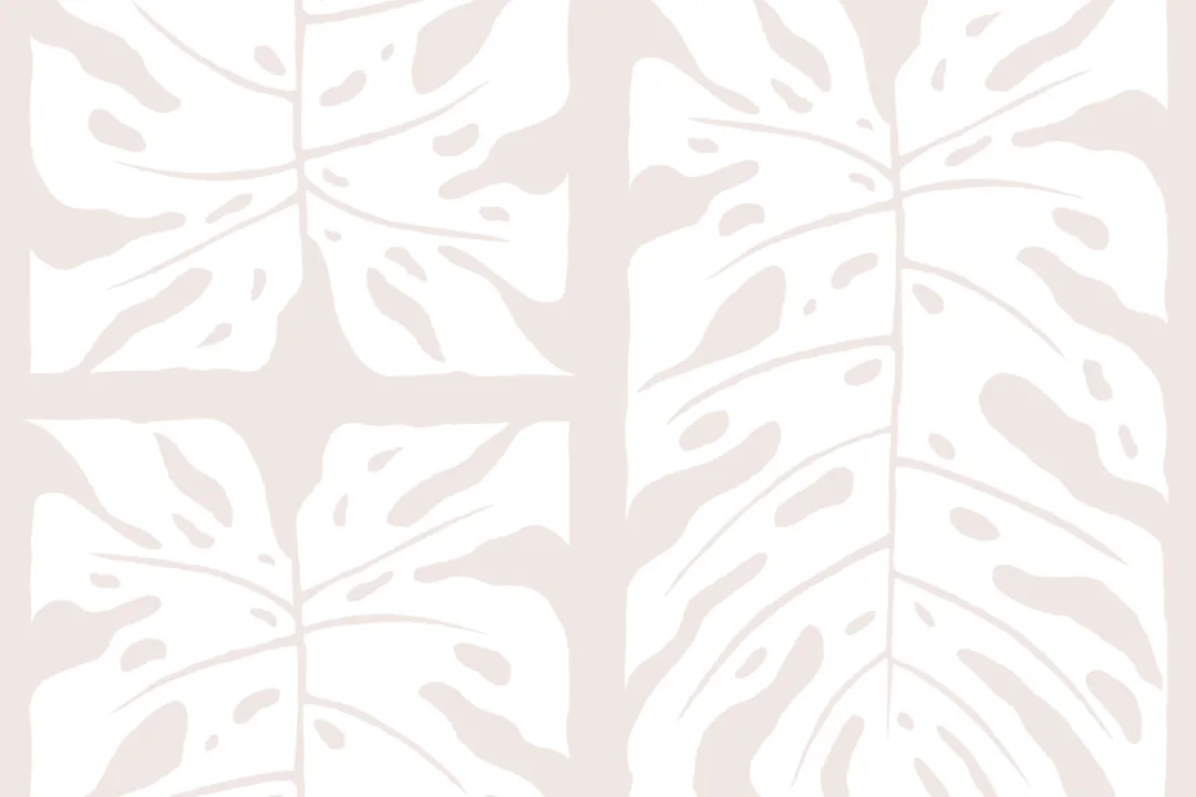 Beige Repeat Tiled Monstera Leaf Wallpaper Mural