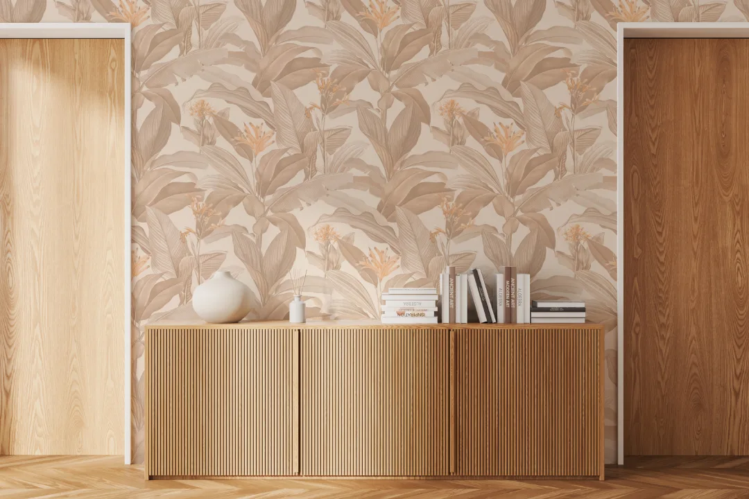 Botanist Neutral Vintage Botanisch Behang in Zachte Warme Neutrale Tinten