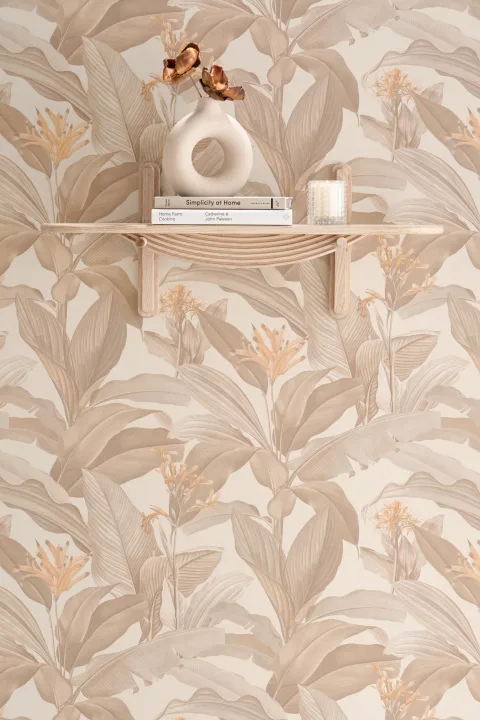 Papel de parede Botanist Neutral Vintage Botanical em tons neutros suaves e quentes