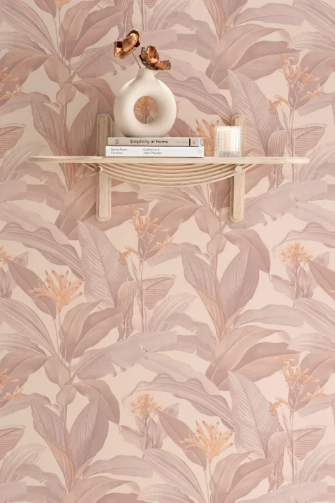 Botanist Blush Vintage Botanical Wallpaper in Soft Pink Floral Tones