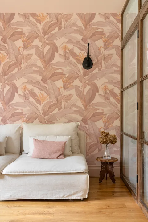 Botanist Blush Vintage Botanical Wallpaper in Soft Pink Floral Tones