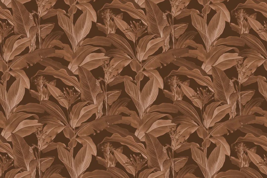 Botanist Dark Vintage Botanisk tapet i rike brune toner