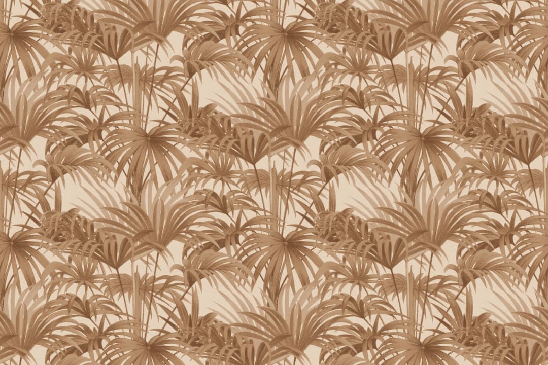 Bower Brown Vintage Palm Botanical Wallpaper in Warm Earthy Tones