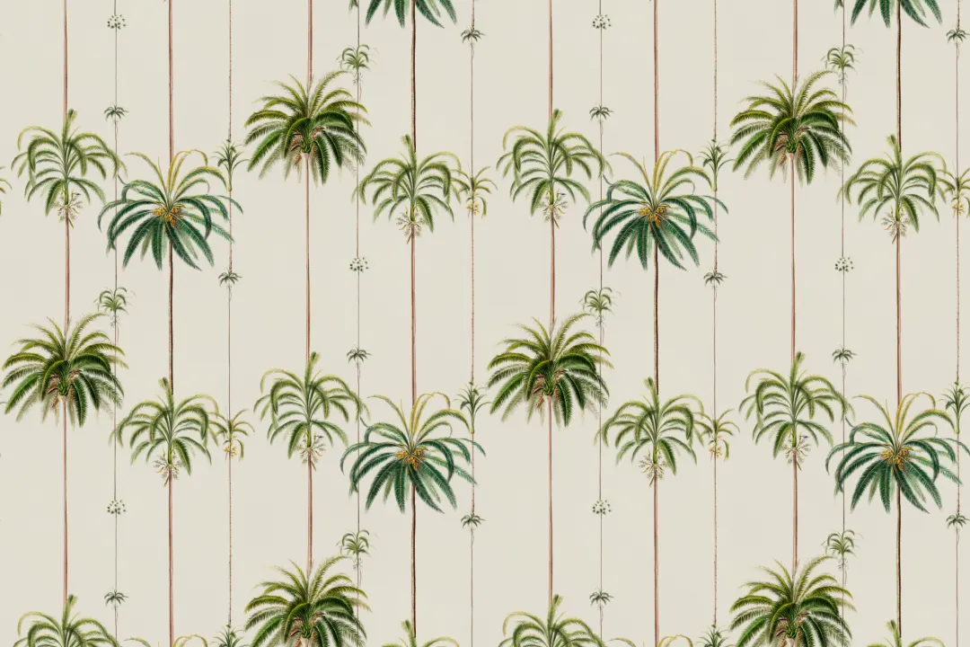 Classic Striped Tropical Palms Wallpaper