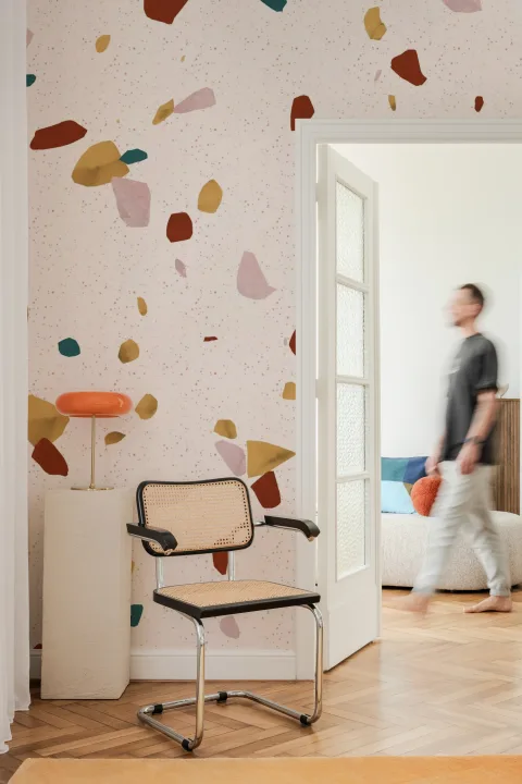 Neutral Marble Stone Terrazzo Print Wallpaper Mural