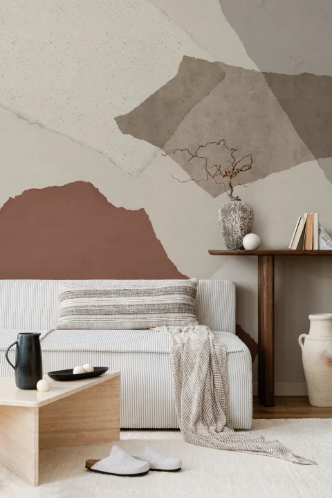 Large Neutral Terrazzo Inspired Wallpaper Mural