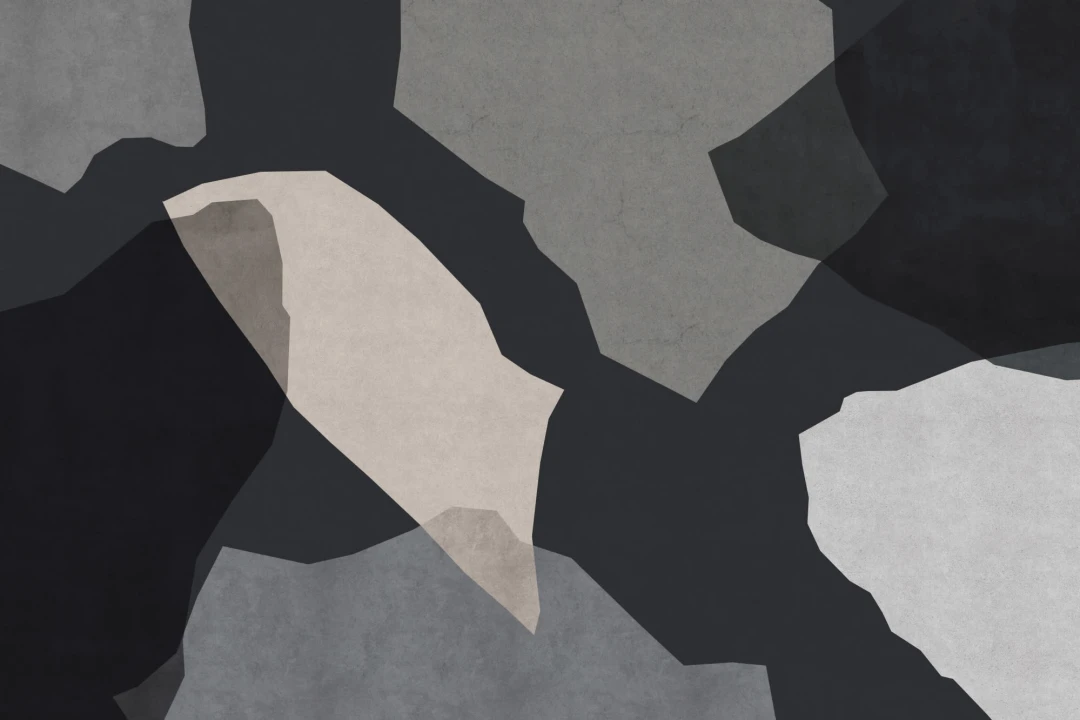 Papier Peint Panoramique Abstrait Foncé avec Formes Grandes au Style Terrazzo