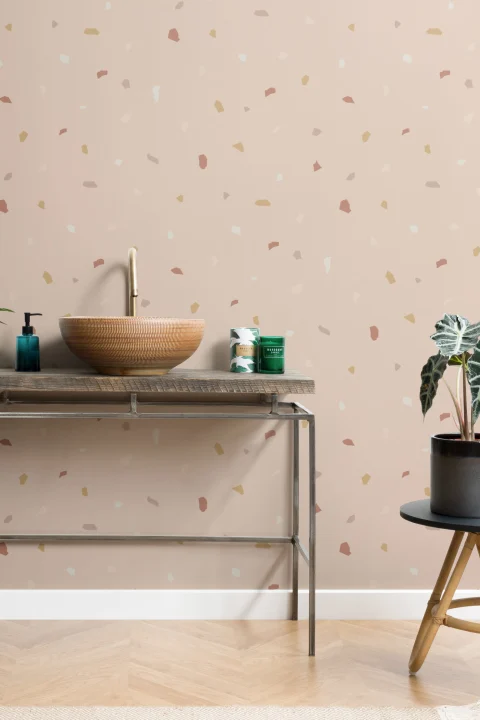 Rosa og nøytral Minimal Terrazzo Tapet