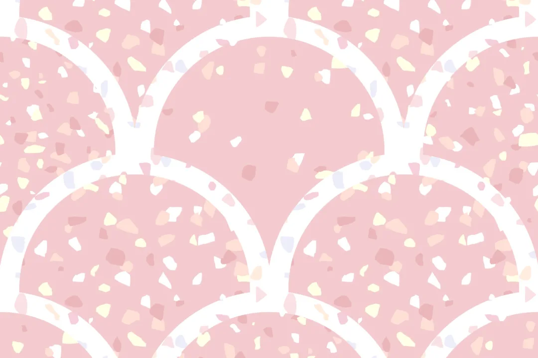 Cute Pink Terrazzo Scallop Pattern Wallpaper Mural