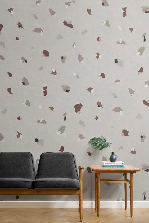 Earth Tones Terrazzo Effect Pattern Wallpaper Mural