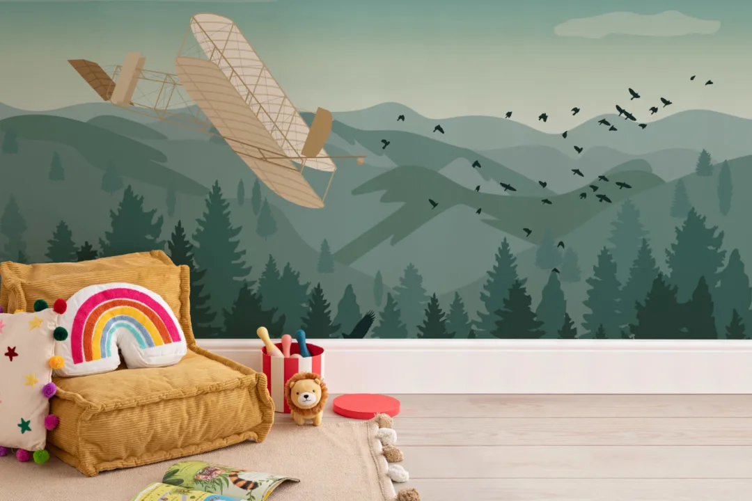 Wrights Brothers Vintage Plane Wallpaper Mural