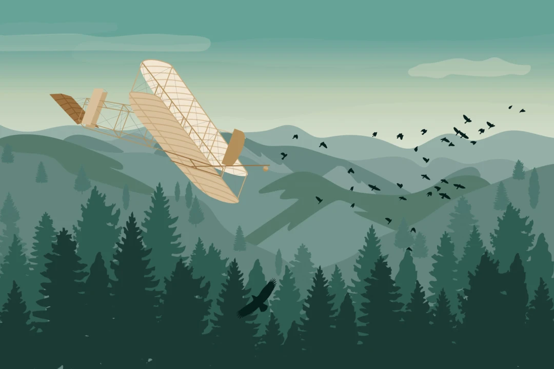 Wrights Brothers Vintage Plane Wallpaper Mural