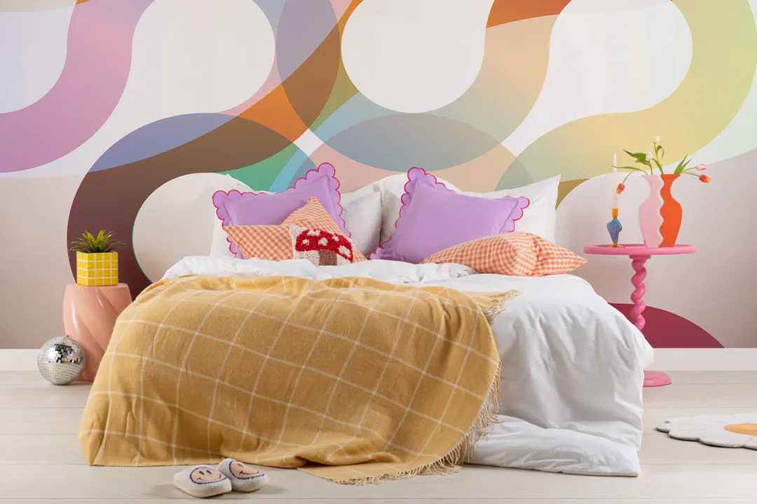 70s Retro Swirl Wallpaper Mural