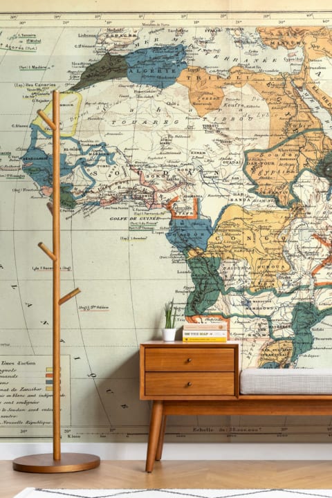 Carta da Parati con Mappa dell’Africa Vintage