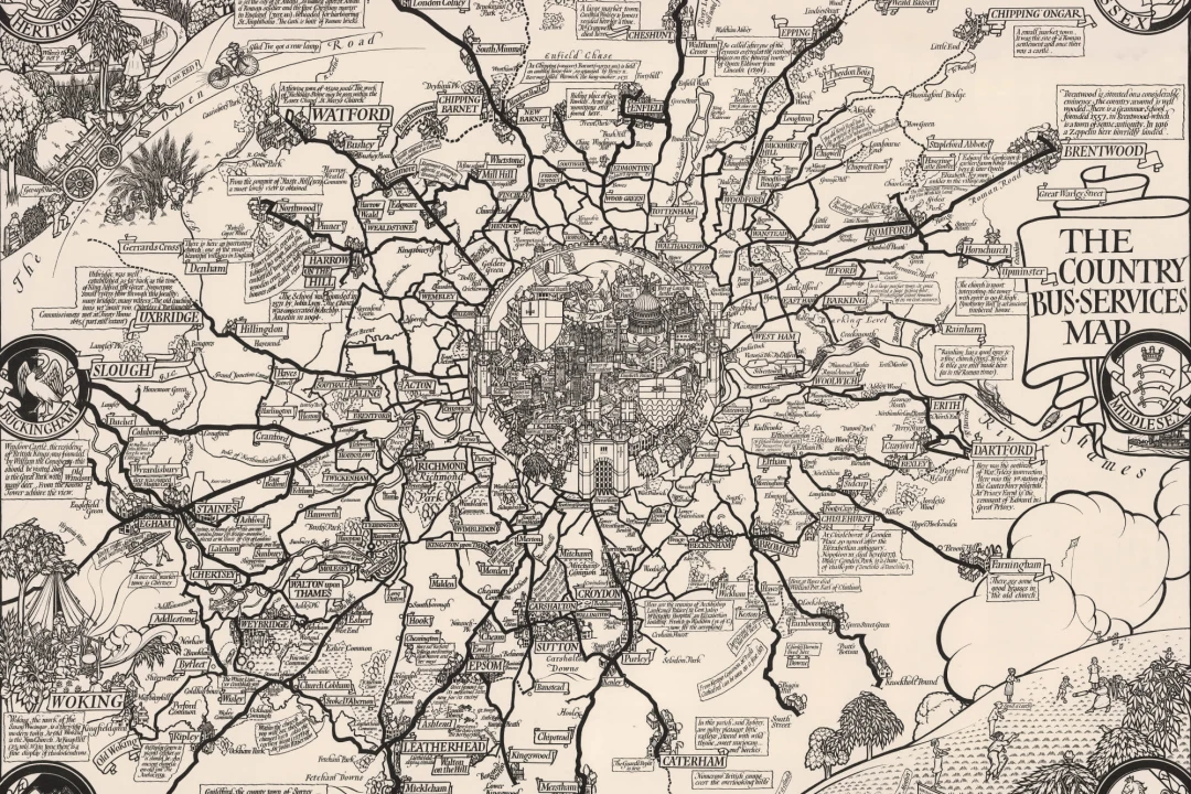 Vintage London Buses Map Wallpaper Mural