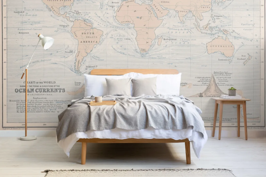 Ocean Currents Vintage Map Wallpaper Mural