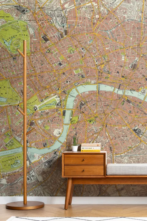 Mural Papel Pintado Plano de Carreteras de Londres Vintage