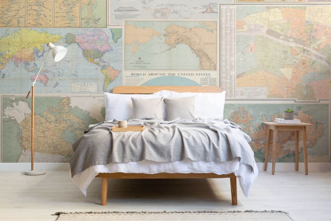 Vintage World Map Collage Wallpaper Mural
