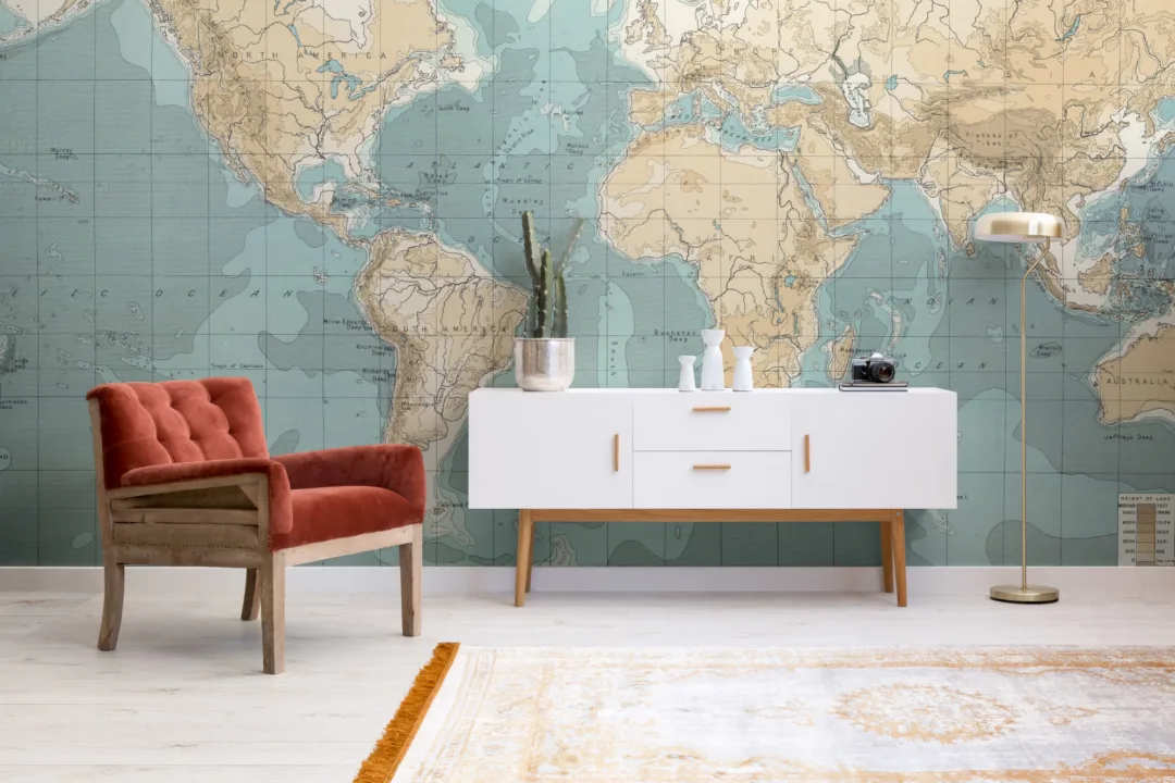 Bathyorographical Vintage Map Wallpaper Mural