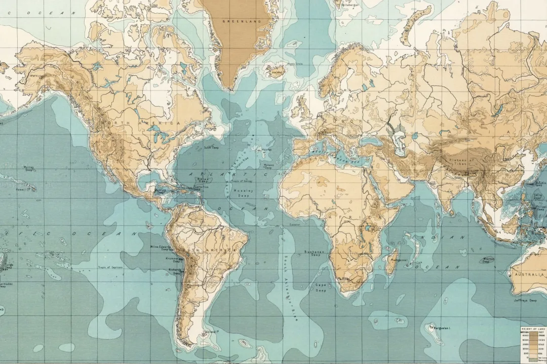 Bathyorographical Vintage Map Wallpaper Mural