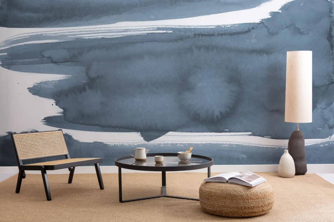Woolf Navy Watercolor Wallpaper Mural