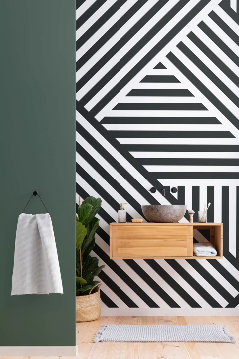 Mural Papel Pintado Geométrico a Rayas Desviadas