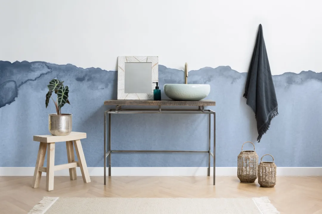 Blue Wave Watercolor Wallpaper Mural