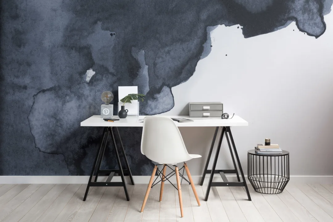 Navy Blue Smoke Watercolor Wallpaper Mural