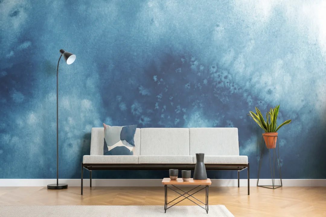 Blue Abstract Watercolor Paint Wallpaper Mural