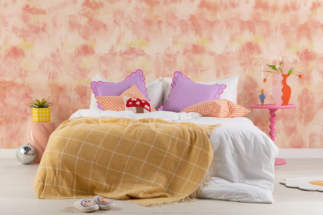 Cool Orange & Yellow Tie Dye Wallpaper Mural