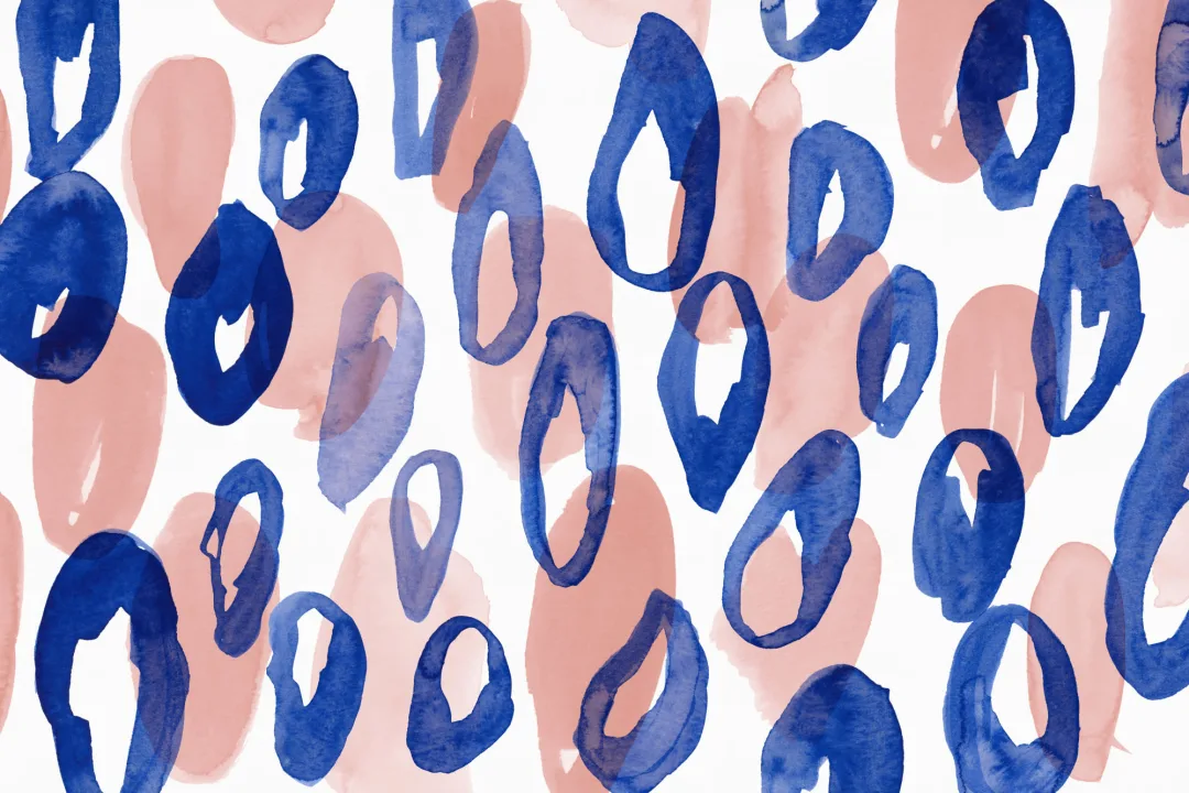 Blue & Peach Watercolor Leopard Print Wallpaper Mural