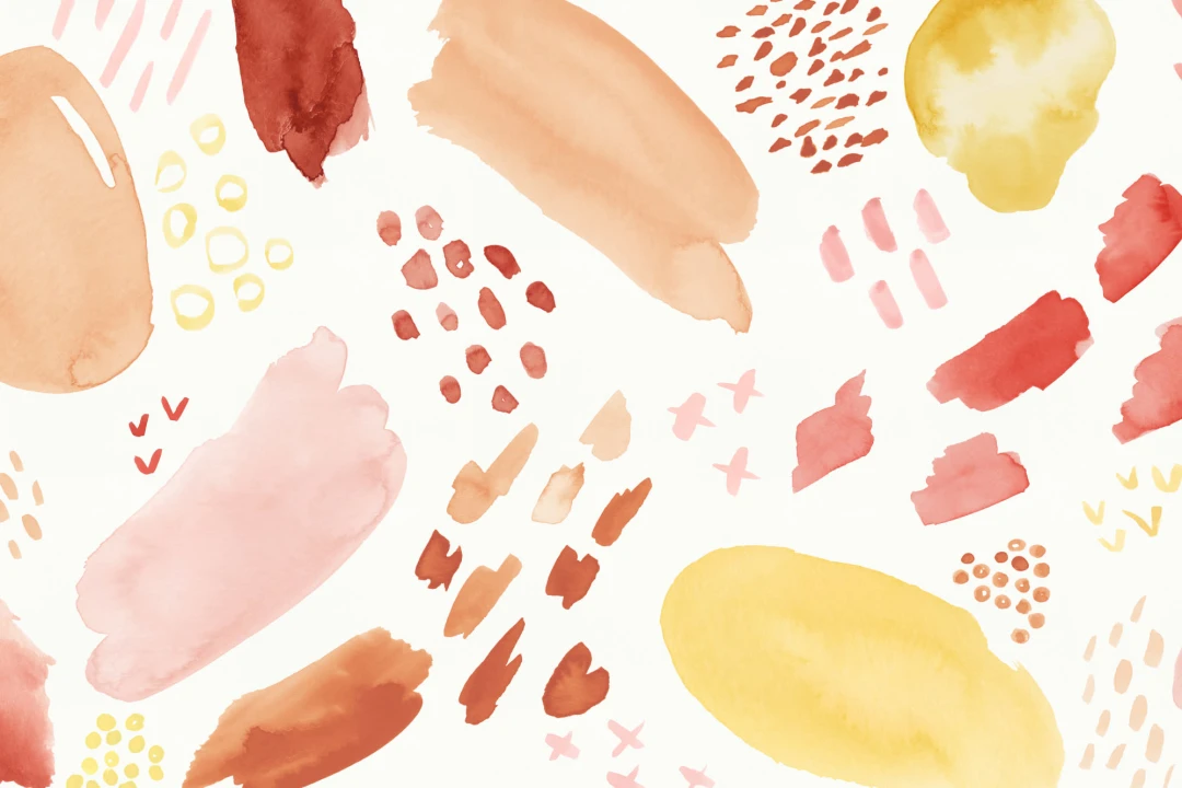 Peach & Orange Abstract Watercolor Brush Marks Wallpaper Mural