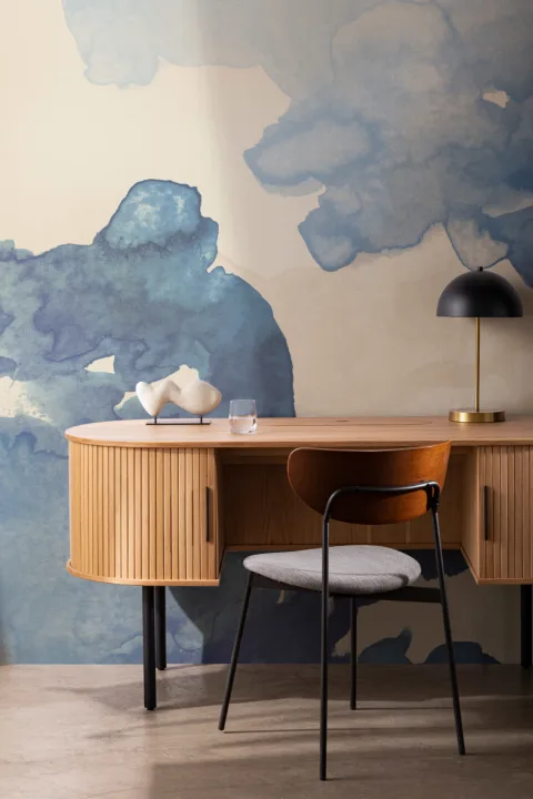 Albastru Ombre acuarelă Inkspill Wall Mural