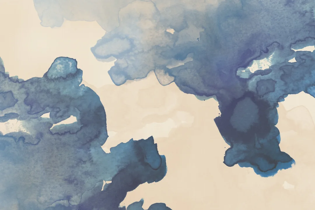 Blue Ombre Watercolor Inkspill Wall Mural