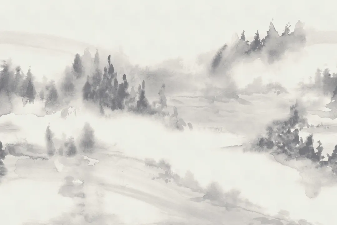 Grey Watercolor Forest Landscape Nature Wall Mural