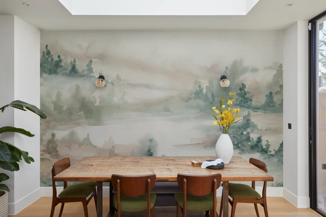 Pastel Whispering Nature Landscape Mural for Serene Spaces