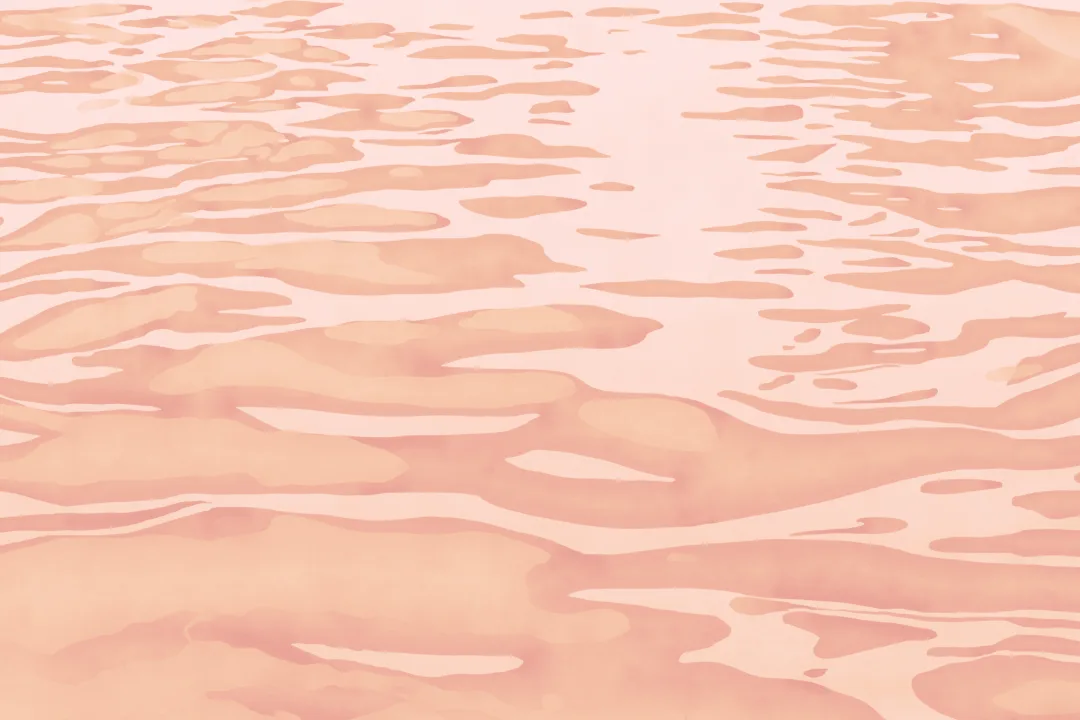 Peach Hand Painted Water Ripple Mural