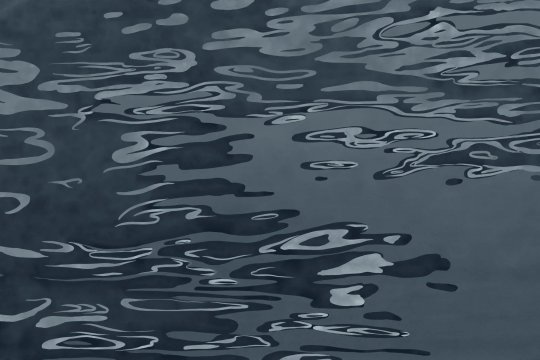 Papier peint panoramique de l'eau à effet d'ondulation, peint à la main, bleu marine