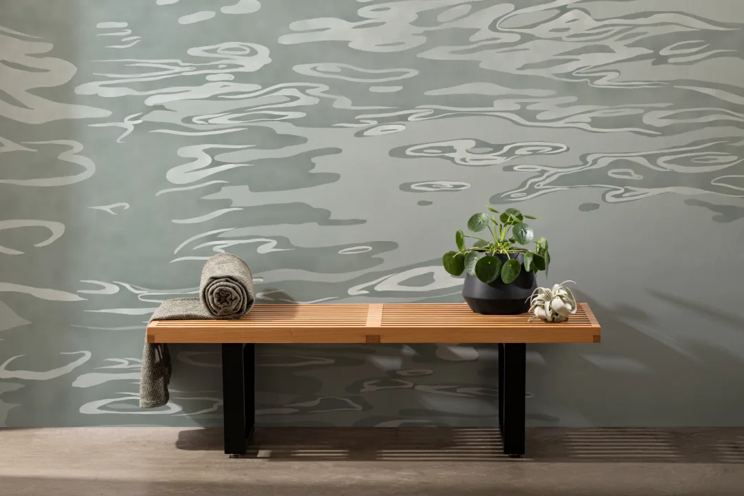 Mural de papel pintado a mano con efecto de ondulación del agua