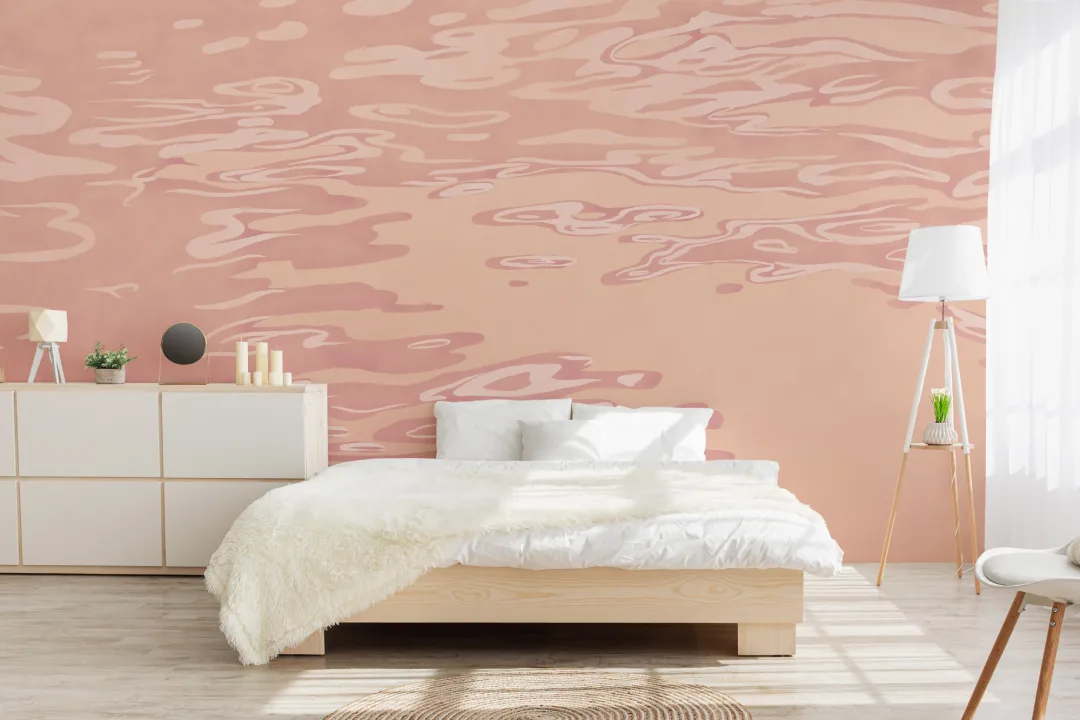 Peach Hand Painted Water Rippling Effect Mural