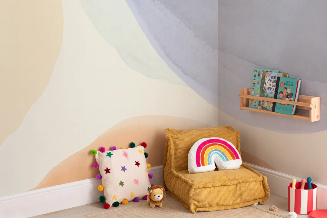 Bright Calming Watercolor Shapes Abstract Mural