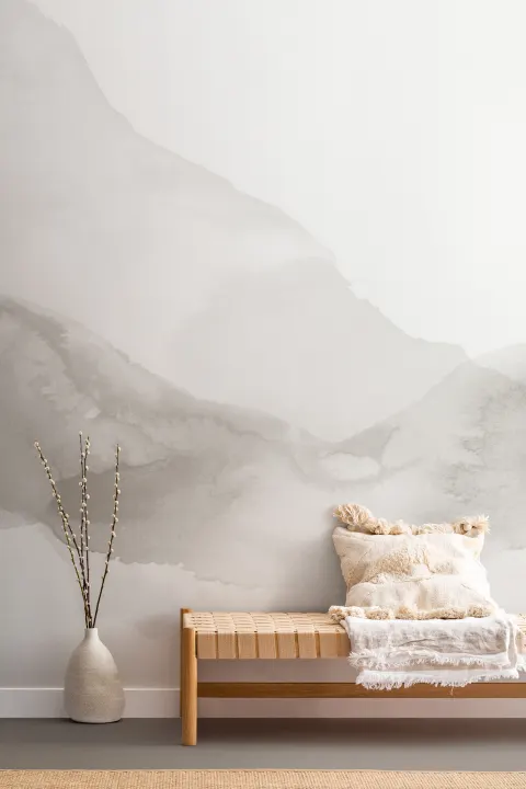 Beige Rippling Abstrakt Akvarell Mural-tapeter
