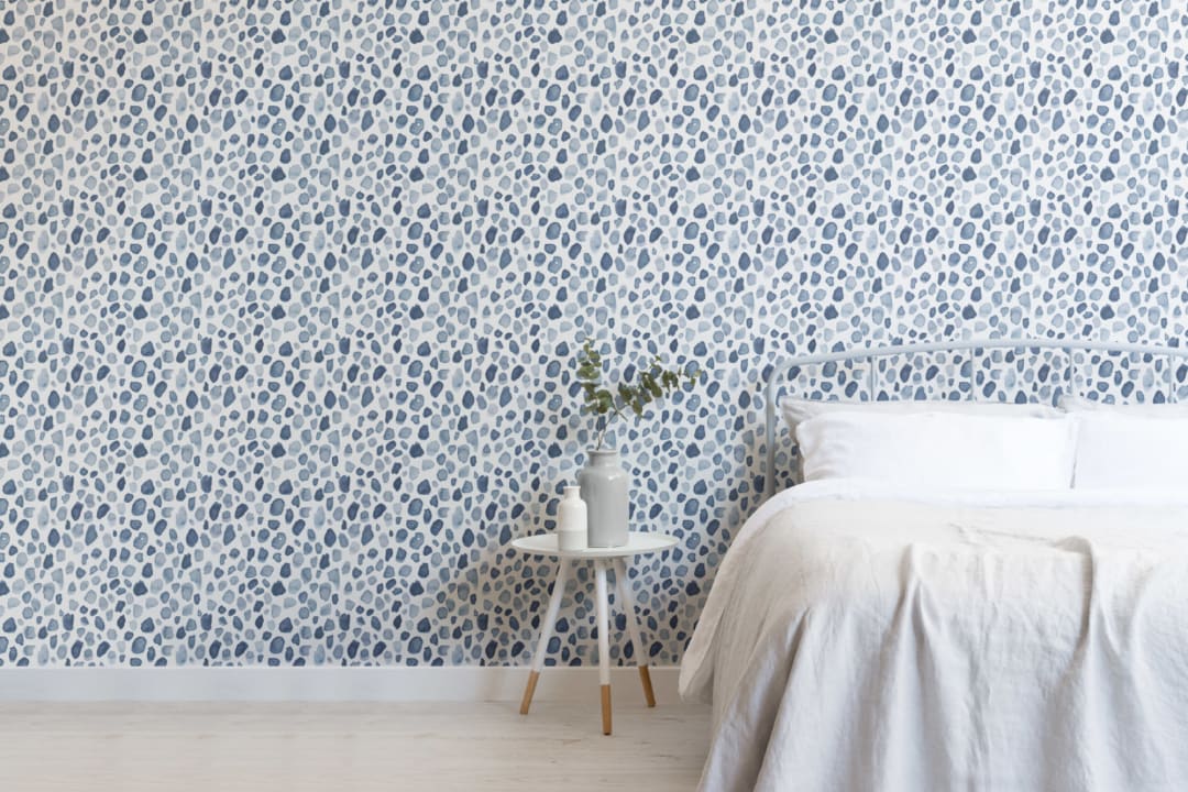 Blue Watercolor Paint Spot Pattern Wallpaper Mural