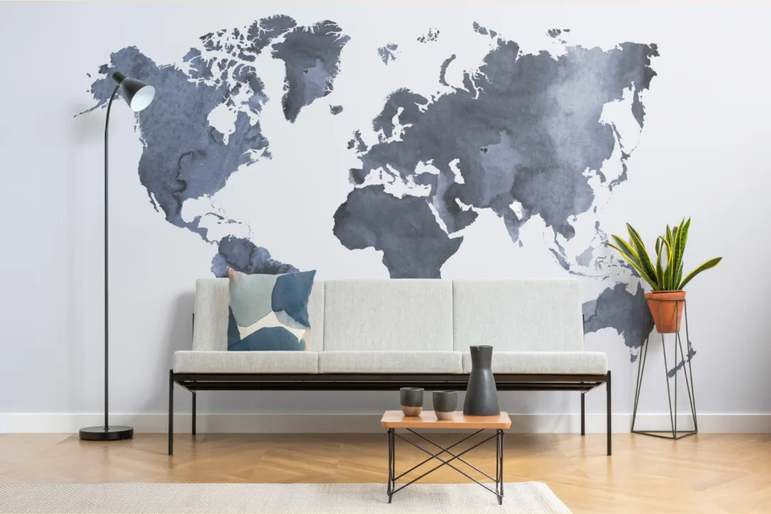 Watercolor World Map Wallpaper Mural
