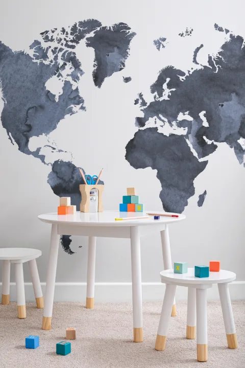 Watercolor World Map Wallpaper Mural