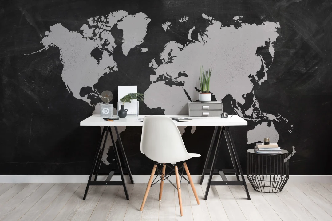 Chalkboard World Map Wallpaper Mural