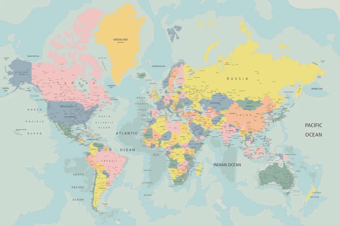 Pastel World Map Wallpaper Mural
