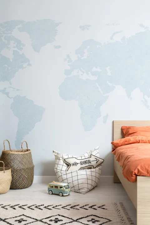 Blue Abstract Vector World Map Wallpaper Mural